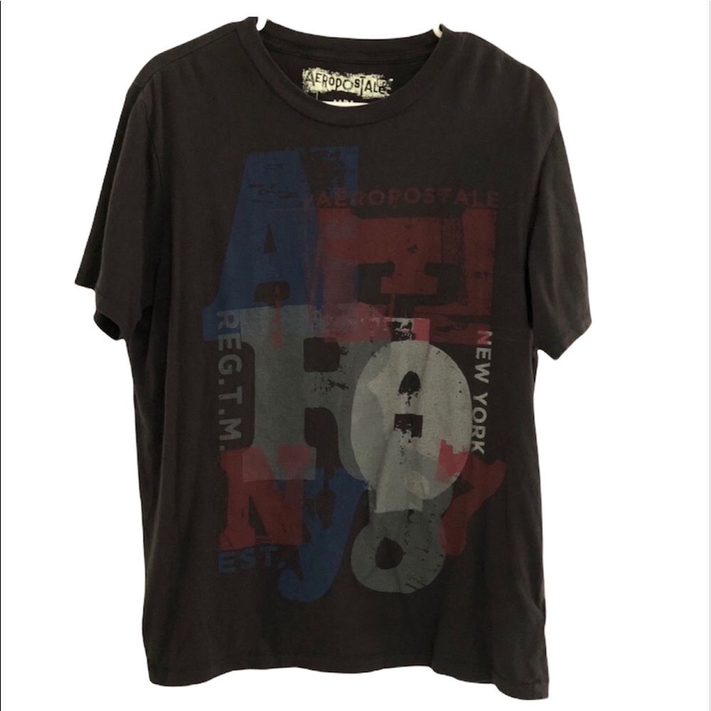 Aeropostale Men Black T-Shirt, Size Medium